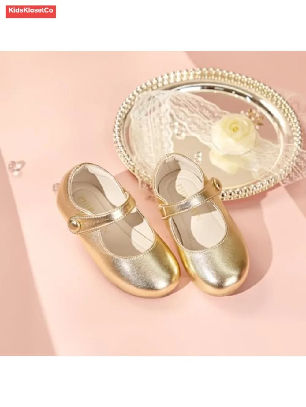 Toddler Glitter Dress Shoes Ballet Flats with Bow Wedding Party